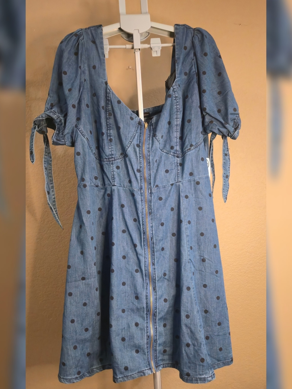 Plus Size - Vintage - Fashion To Figure Dot Flare Denim Dress - NWT - 3X